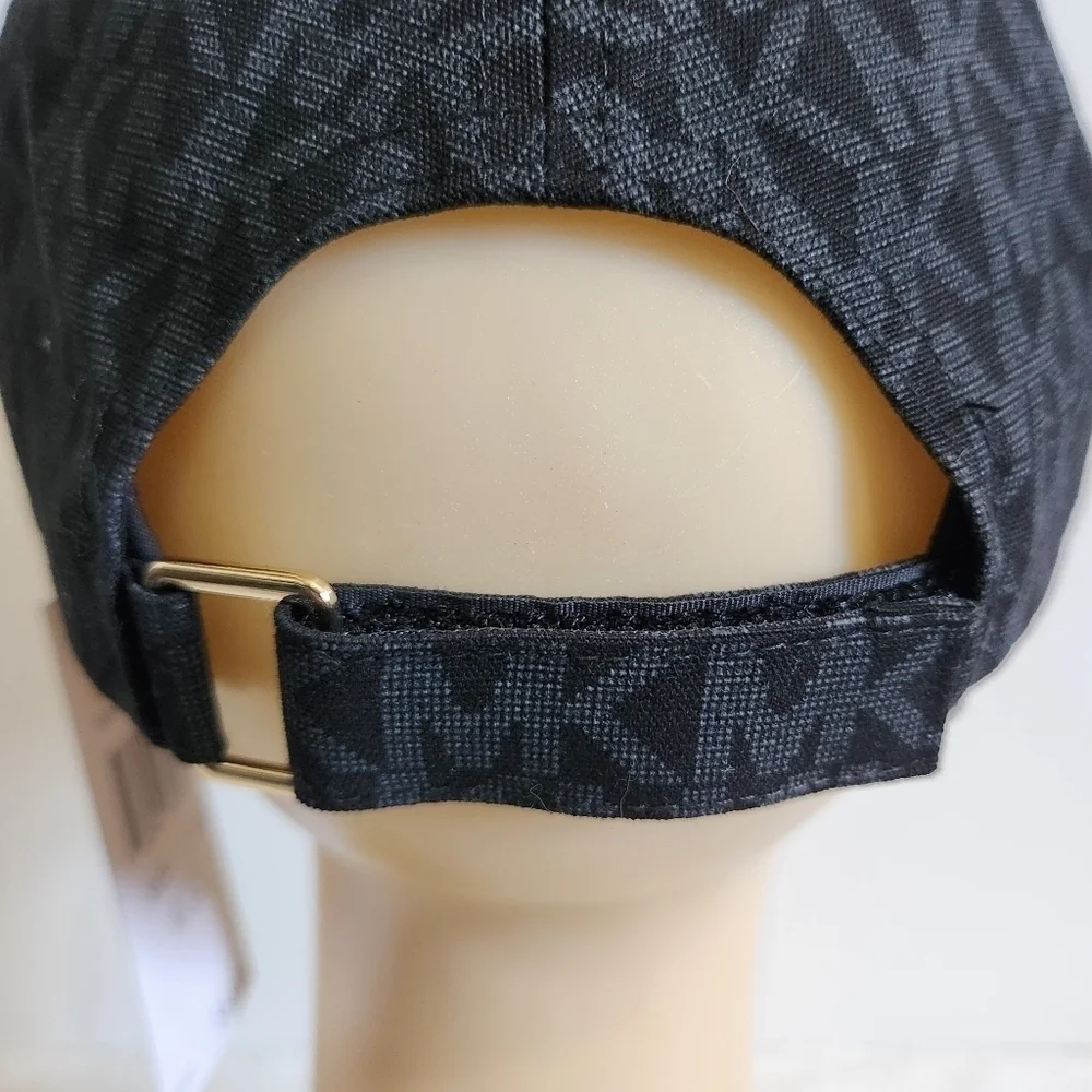 Michael Kors MK Black Allover Trademark Logo Baseball Hat Cap Unisex
